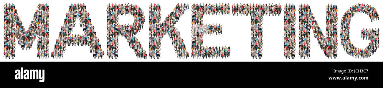 Publicité marketing stratégie commerciale multi ethnic groupe de personnes isolées Banque D'Images