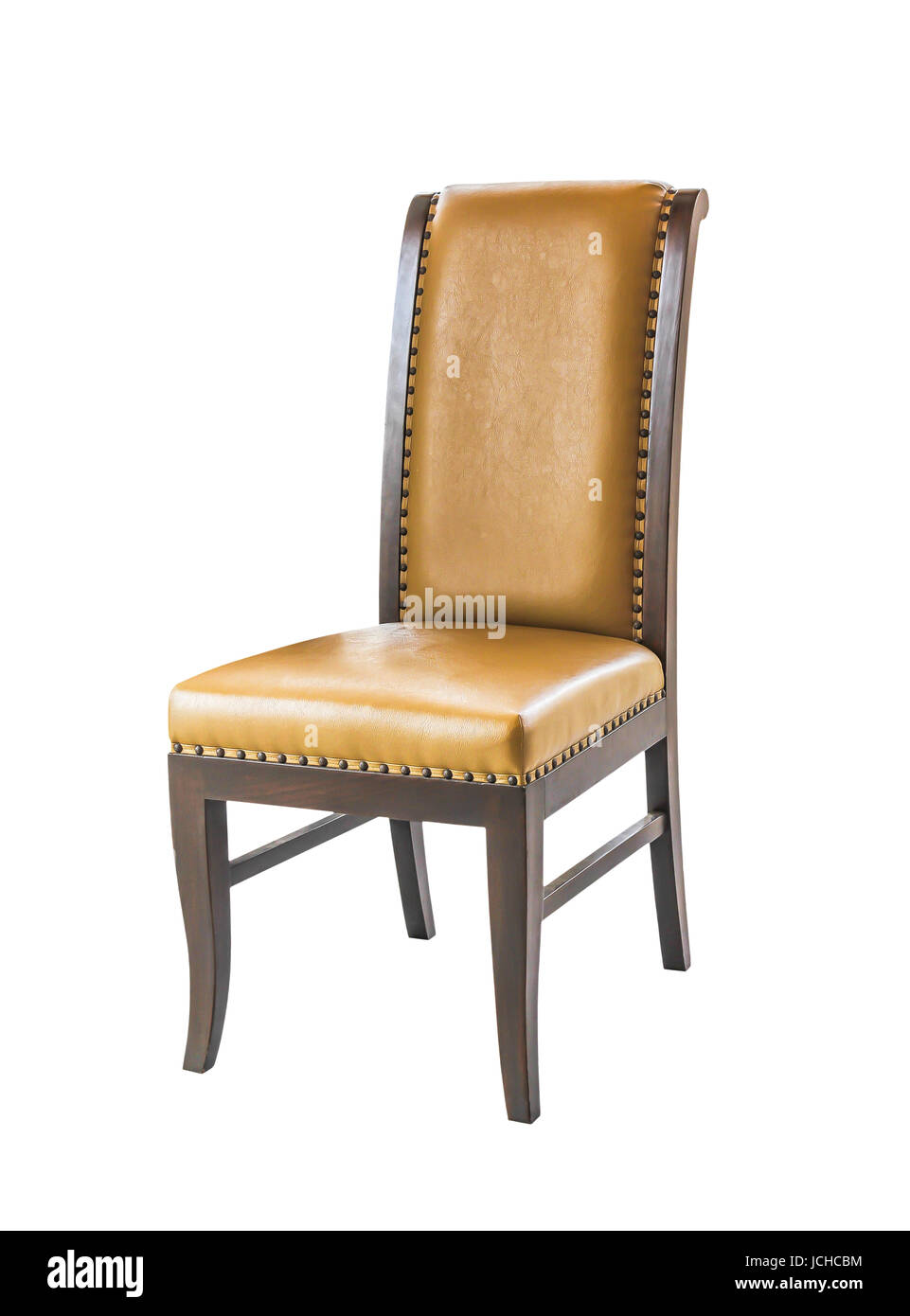 Fauteuil en cuir brun isolated on white with clipping path Banque D'Images