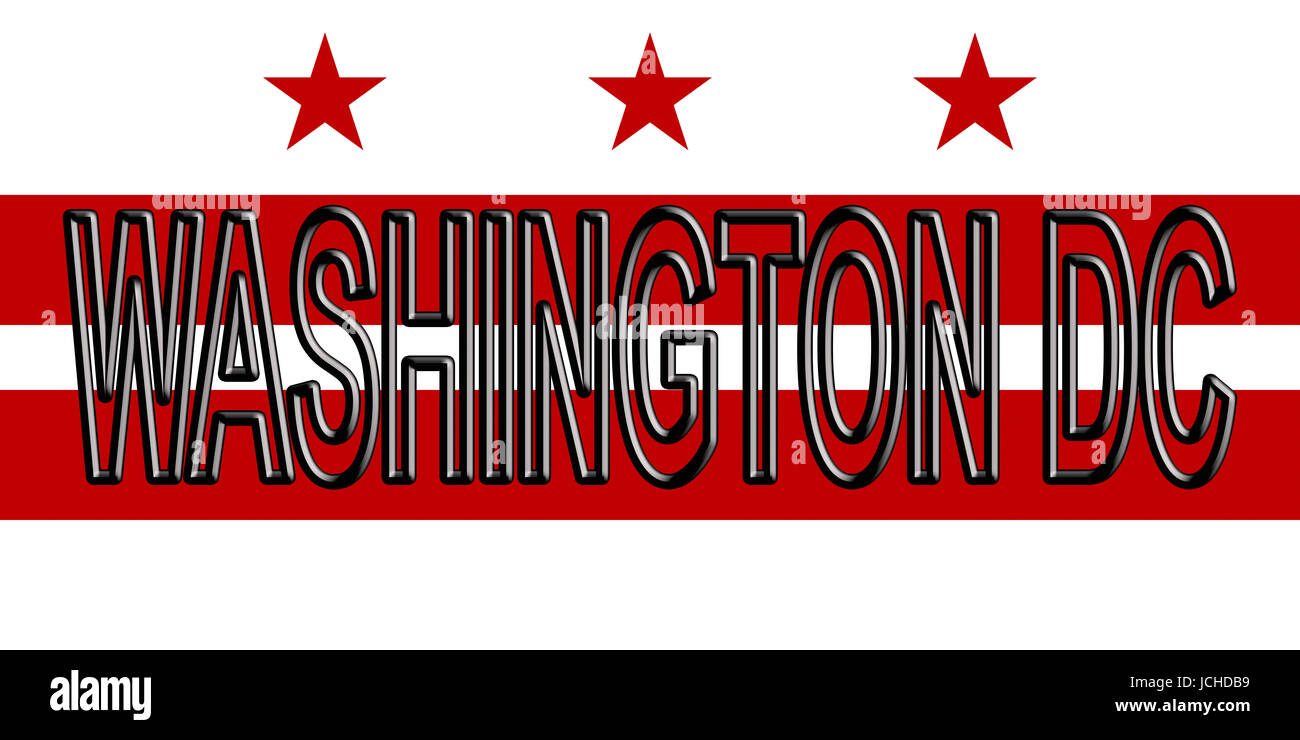 Illustration du drapeau de Washington DC en Amérique avec l'état écrit sur le drapeau. Banque D'Images