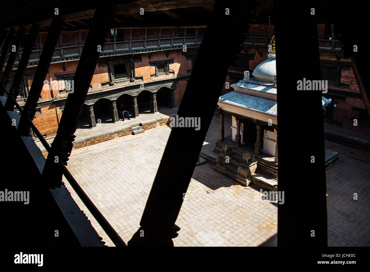 L'intérieur du Palais Royal et musée de Patan, Patan, Katmandou, Népal Banque D'Images