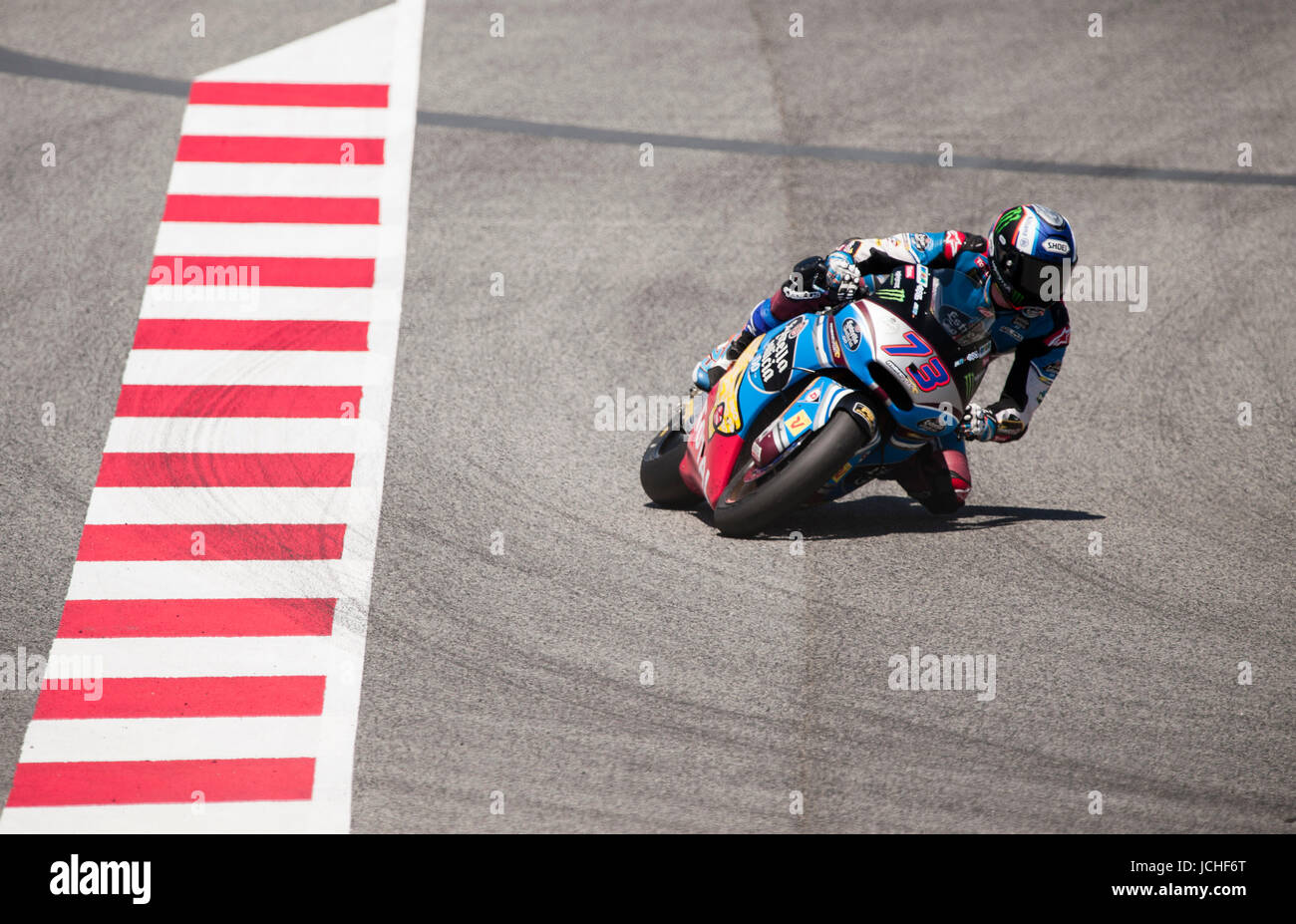 Alex Marquez, de l'EG 0,0 l'équipe Marc VDS Moto2 en action au cours de la Motogp, Gran Premi de Catalunya de Monster Energy à Montmelo, Espagne Banque D'Images