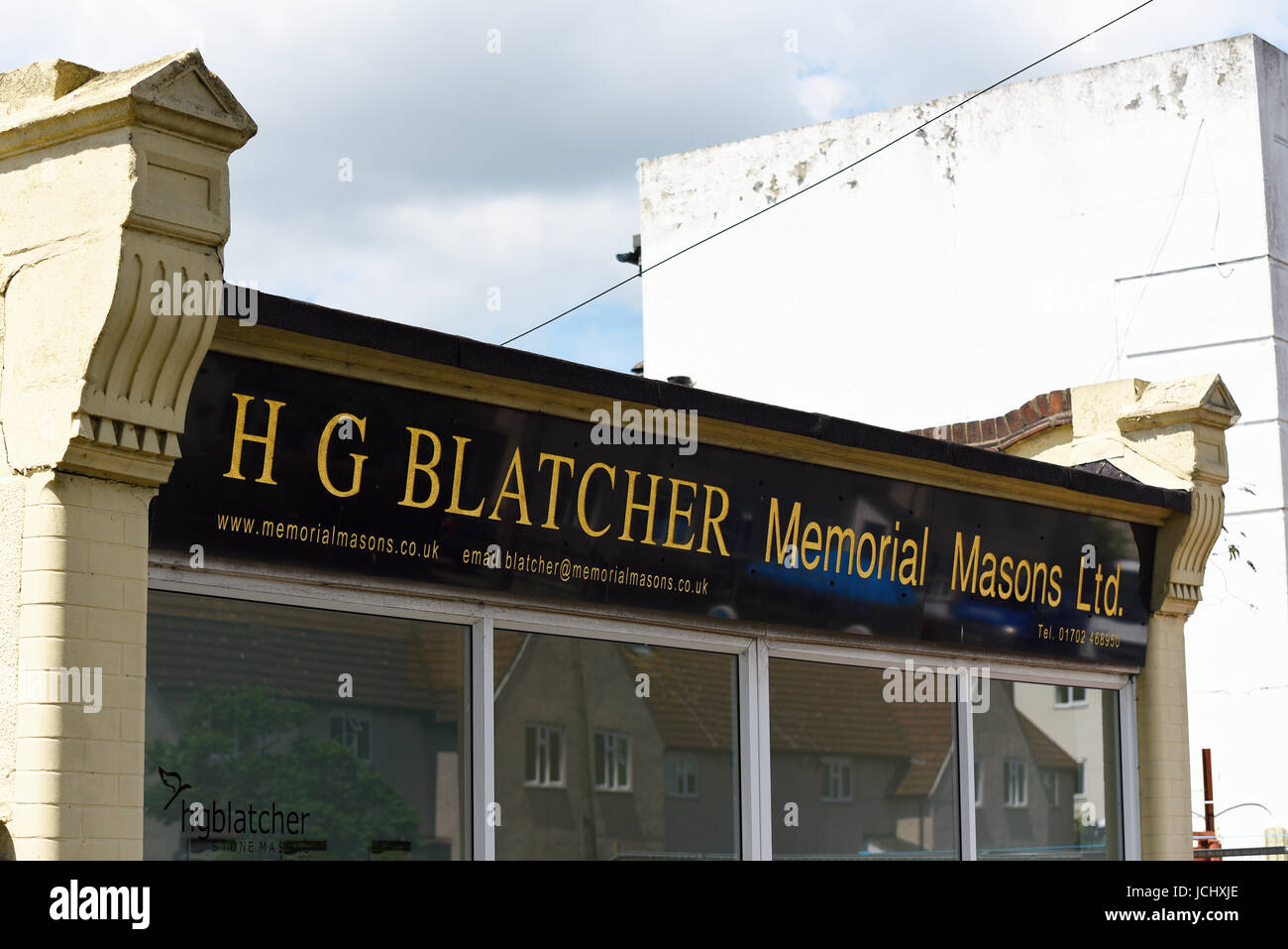 HG Blatcher Memorial maçons sur les pierres tombales de Sutton Road, Southend on Sea, Essex. Panneau d'affichage Banque D'Images