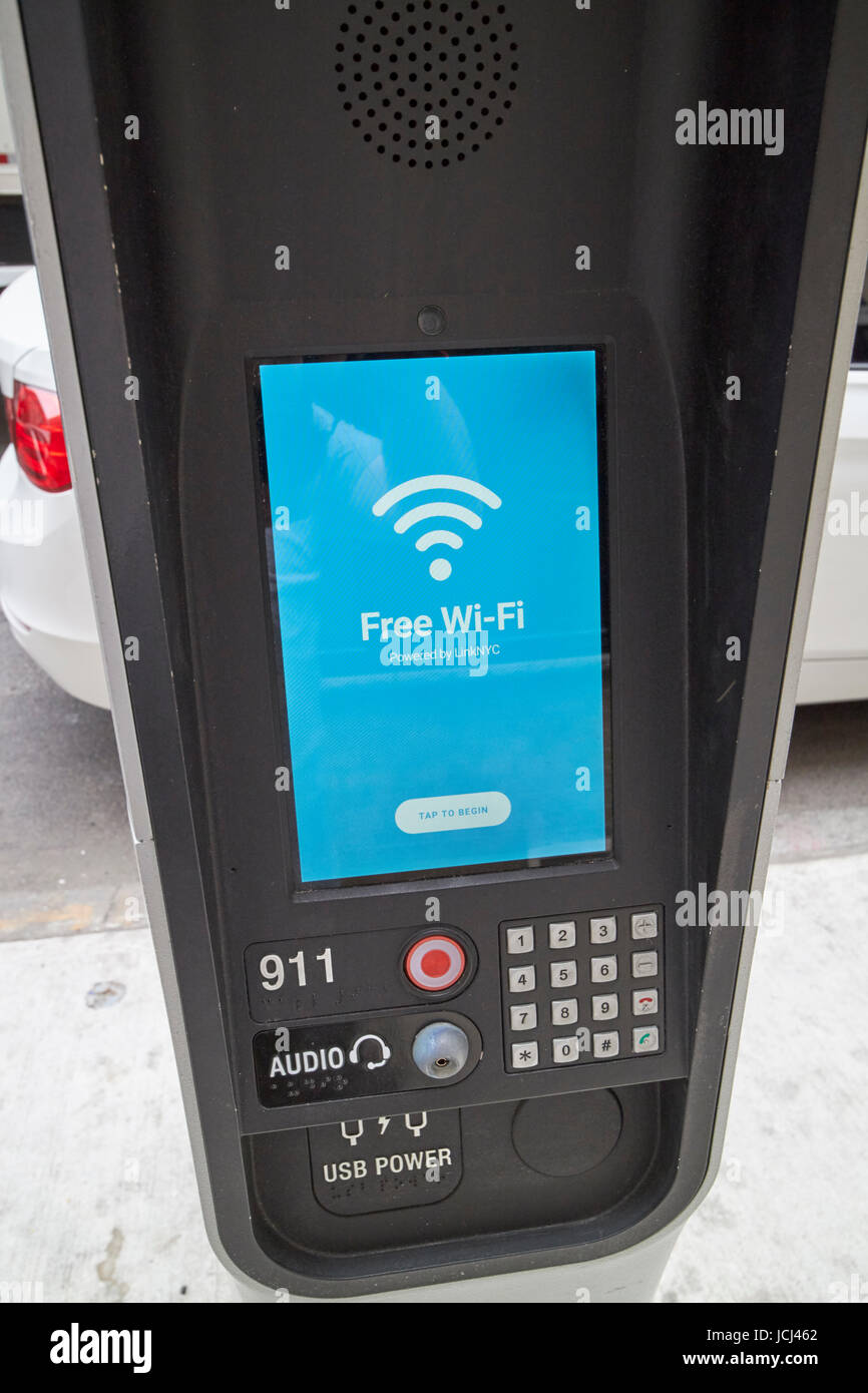 Nyc lien wifi public gratuit New York États-unis kiosk Banque D'Images