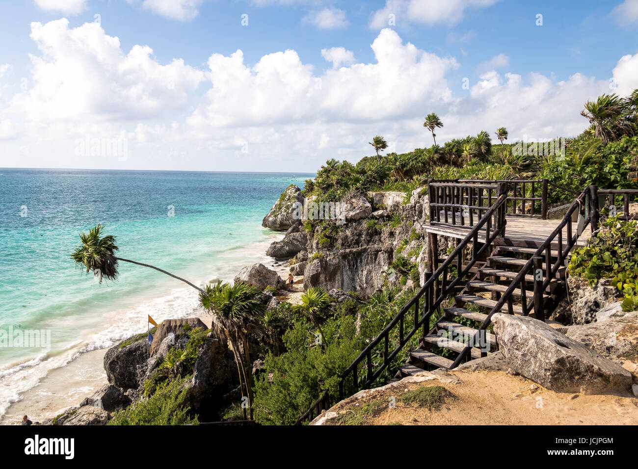 Plage des Caraïbes à ruines mayas de Tulum - Tulum, Mexique Banque D'Images