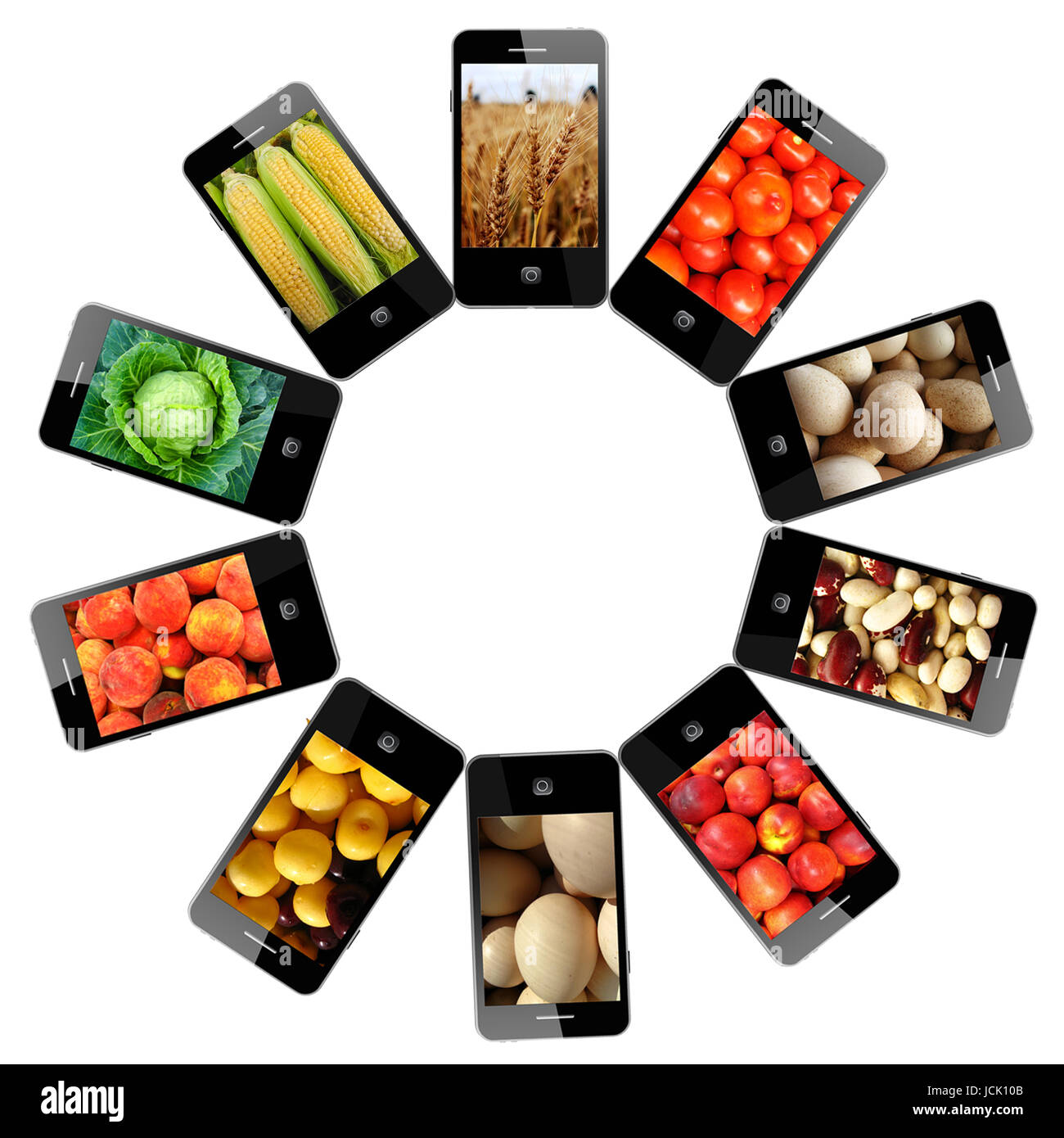 Les téléphones mobiles modernes avec des images de couleurs différentes Banque D'Images