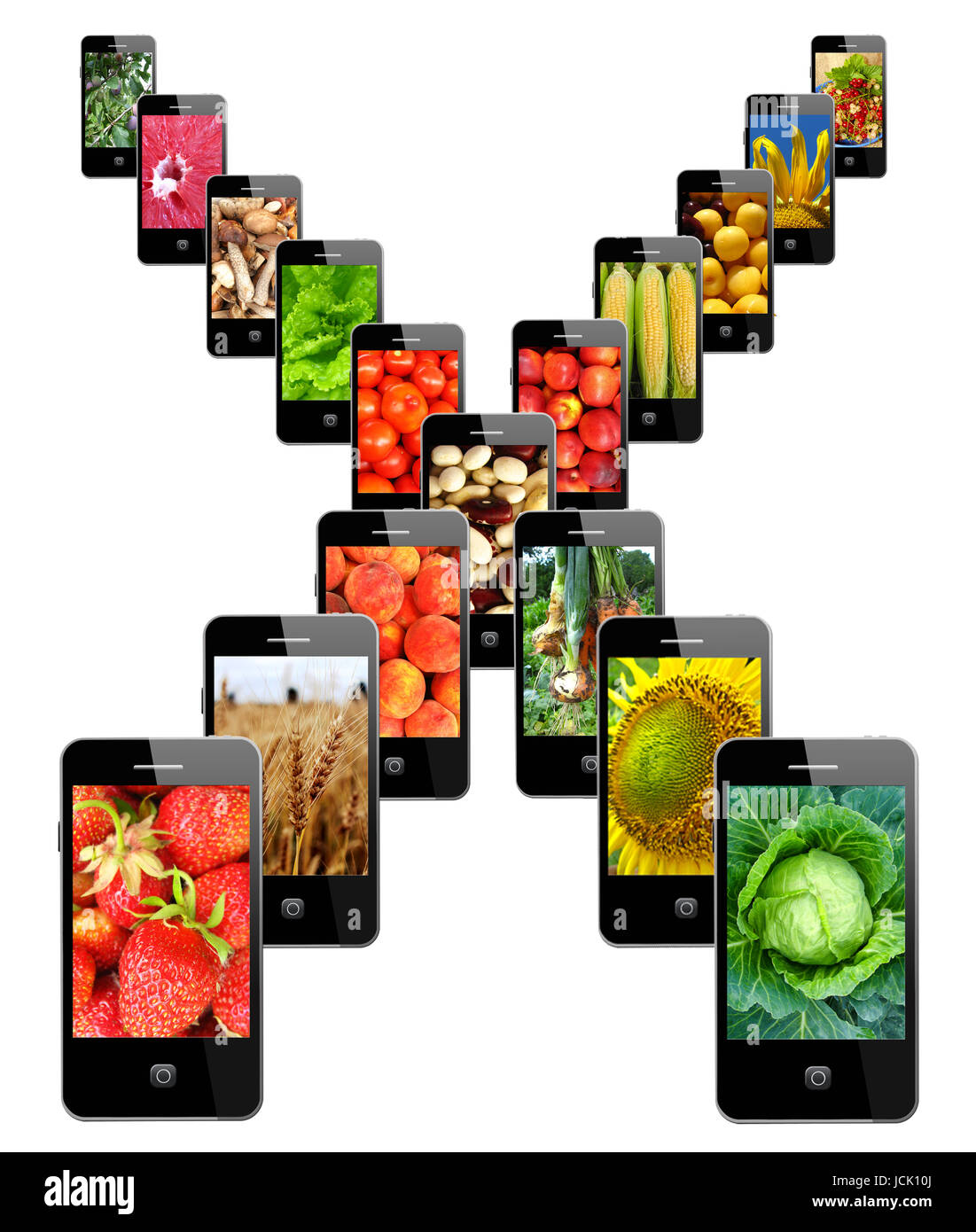 Les téléphones mobiles modernes avec des images de couleurs différentes Banque D'Images