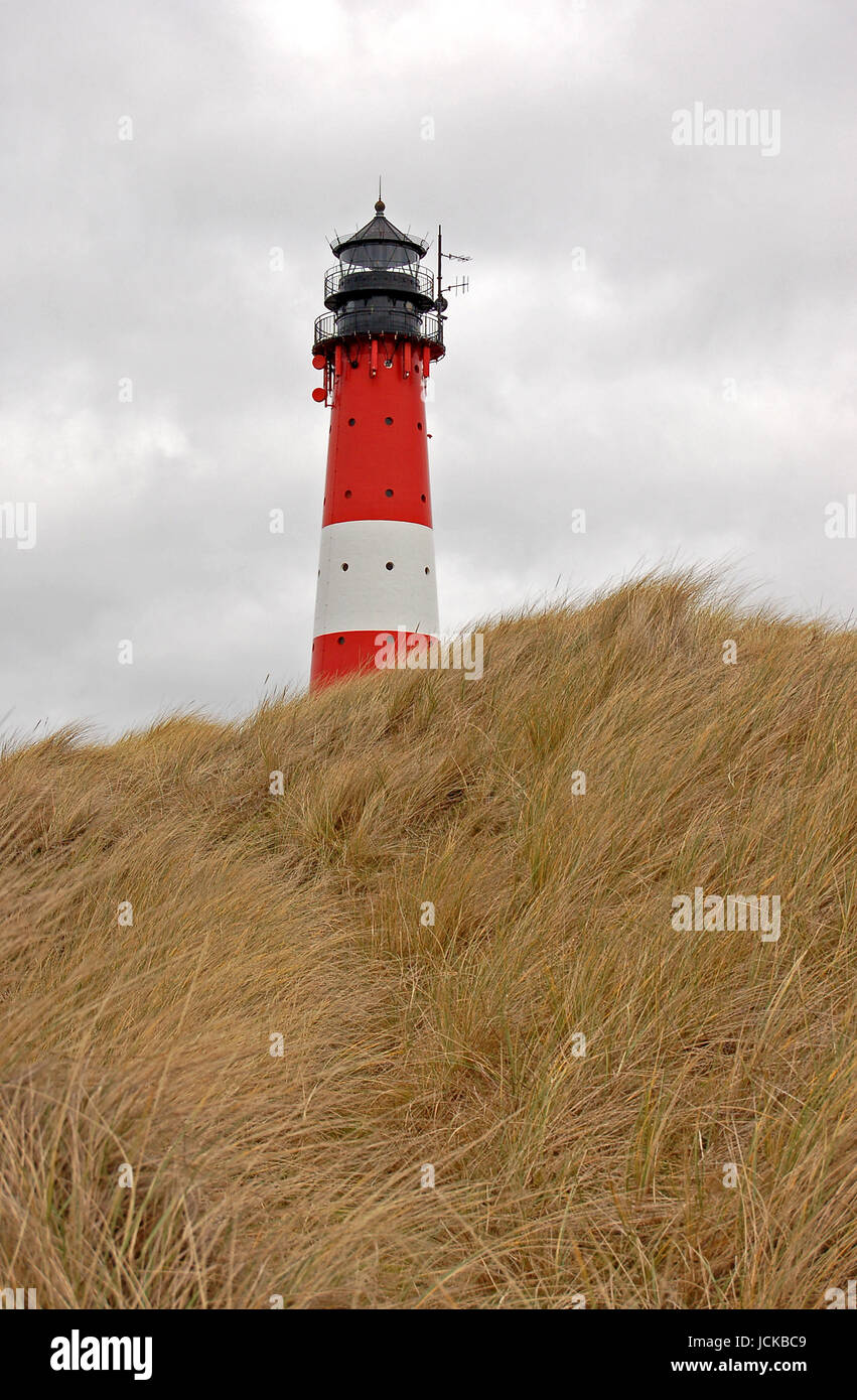 Leuchtturm à Hörnum auf der Insel Sylt im Winter, Phare à Hoernum sur l'île de Sylt en hiver Banque D'Images