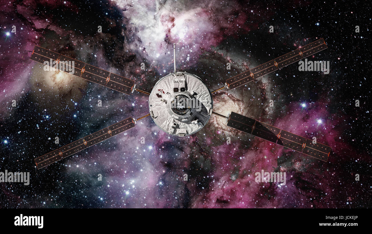 L'Agence spatiale européenne d'Automated Transfer Vehicle-4 s'approche de la Station spatiale internationale. Éléments de cette image fournie par la NASA. Banque D'Images