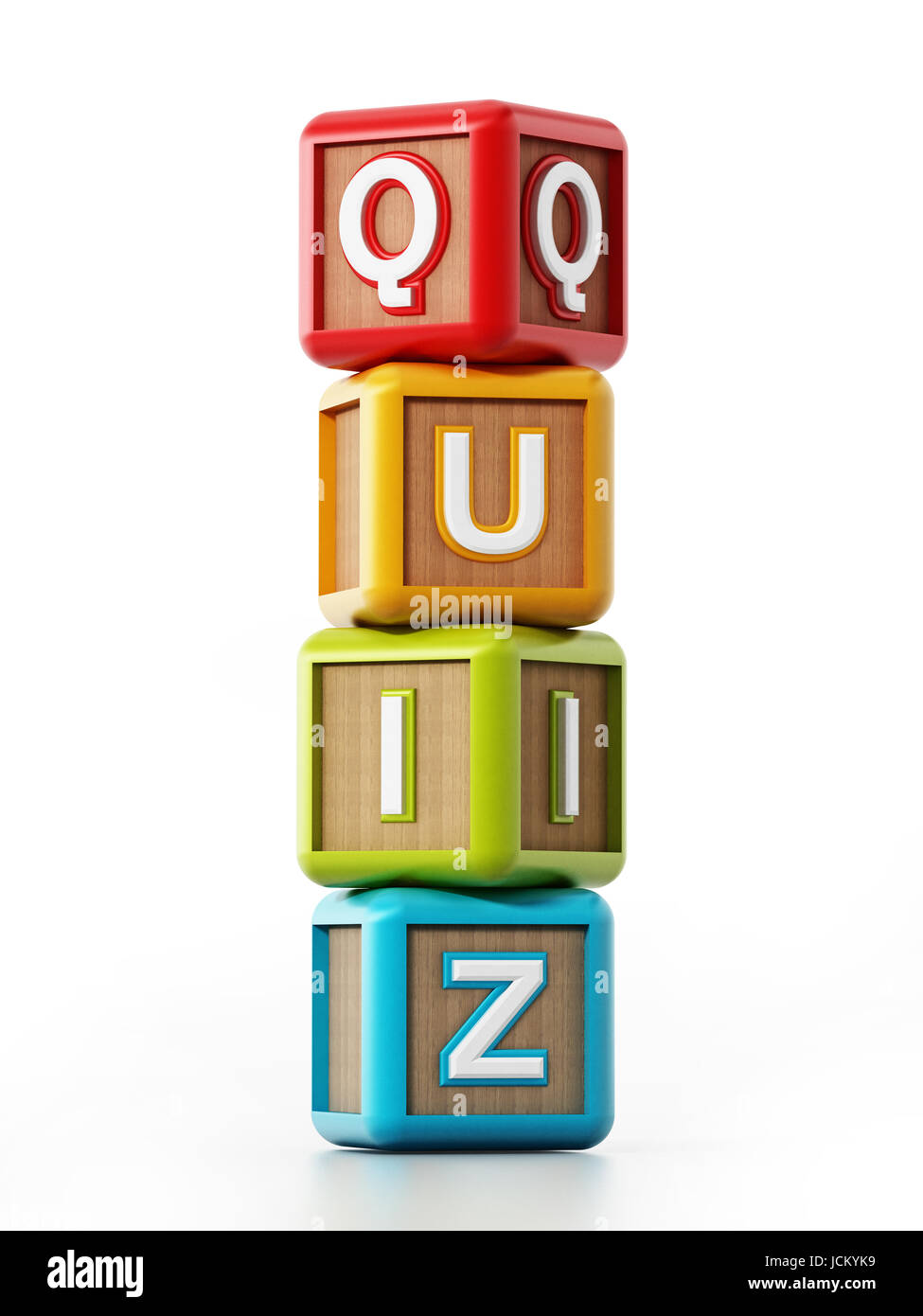 Cubes Quiz isolé sur fond blanc. 3D illustration. Banque D'Images