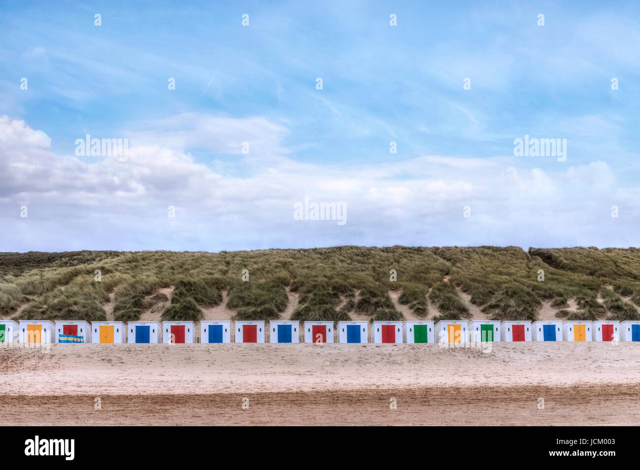 Plage de Woolacombe, cabines de plage, North Devon, England, UK Banque D'Images