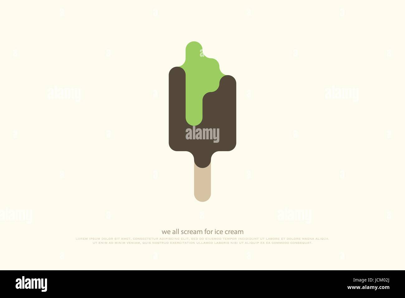Style minimaliste, l'icône de la crème glacée. été dessert logo design logo popsicle. vecteur symbole sucette à la menthe. Illustration de Vecteur
