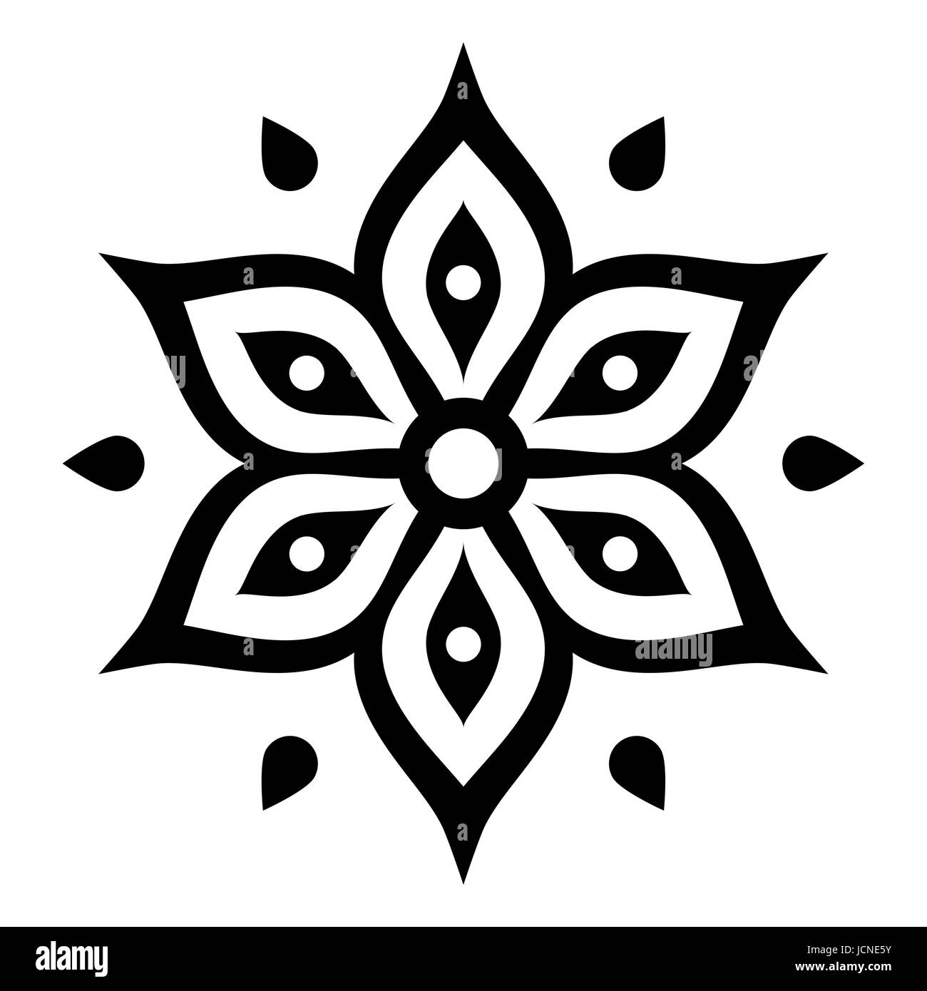 Boho flower design inspiré par Mehndi - tatouage au henné indien Illustration de Vecteur