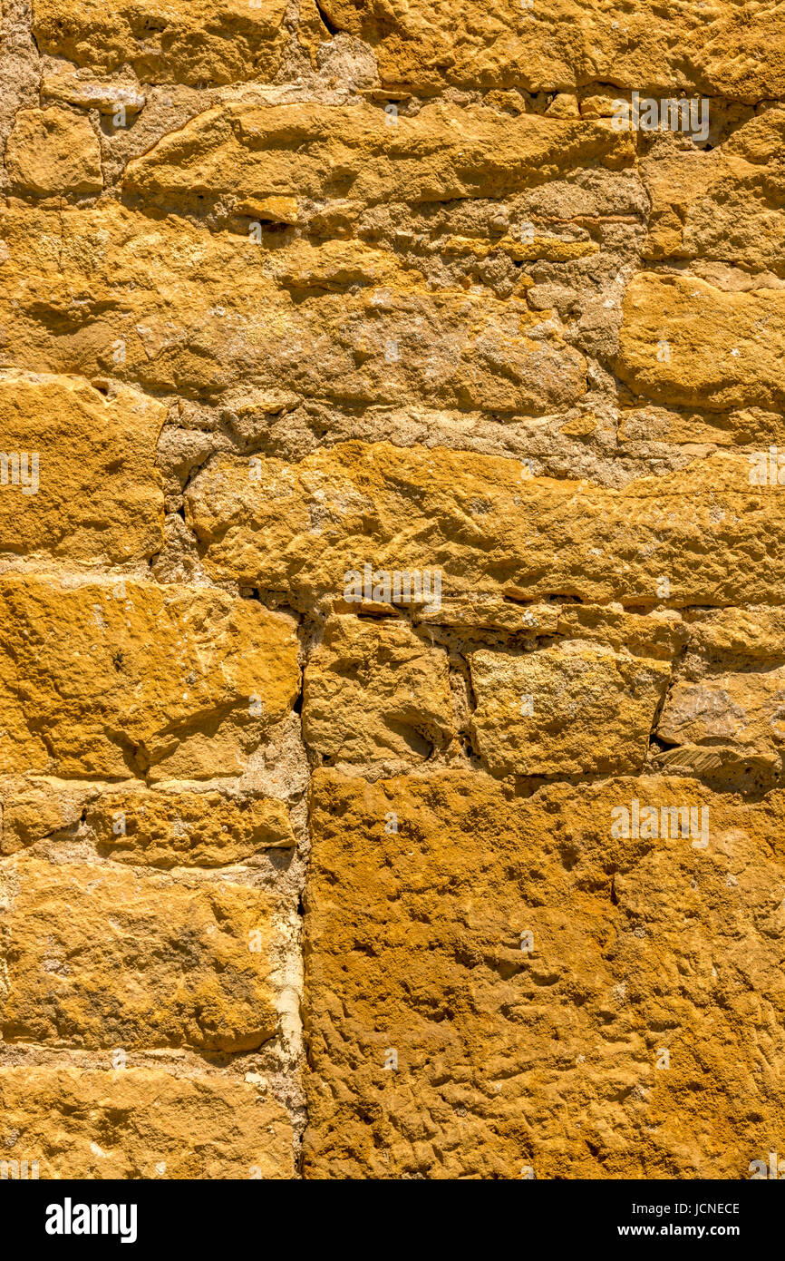 Détail de mur, Châtillon-d'Azergues, Village de pierres dorées, Beaujolais, Rhone, région Auvergne-Rhône-Alpes, France, Europe Banque D'Images