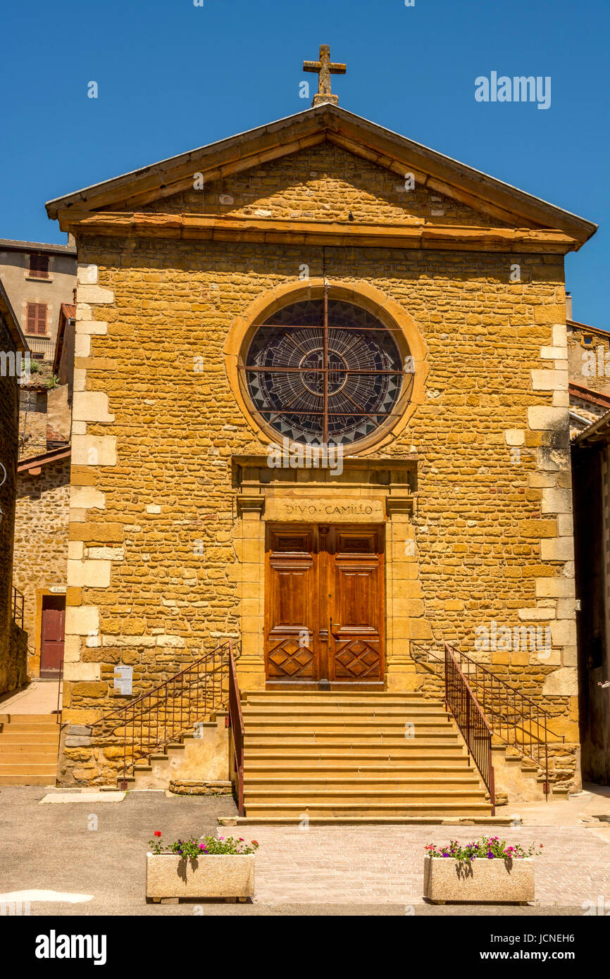 Église de Châtillon-d'Azergues, Village de pierres dorées, Beaujolais, Rhône, région Auvergne-Rhône-Alpes, France, Europe Banque D'Images
