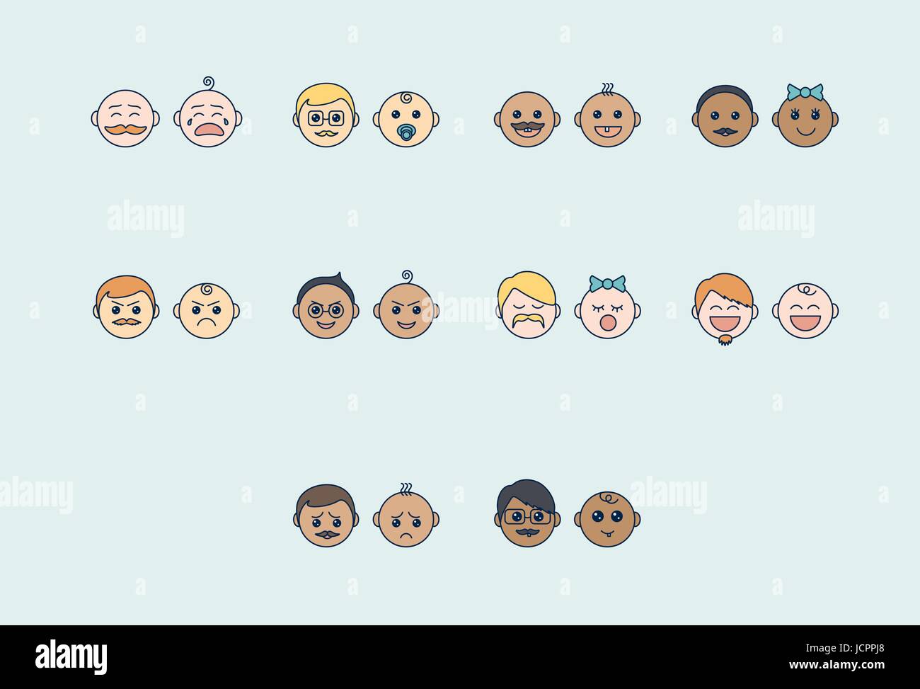 Vector set des visages avec des expressions différentes Illustration de Vecteur