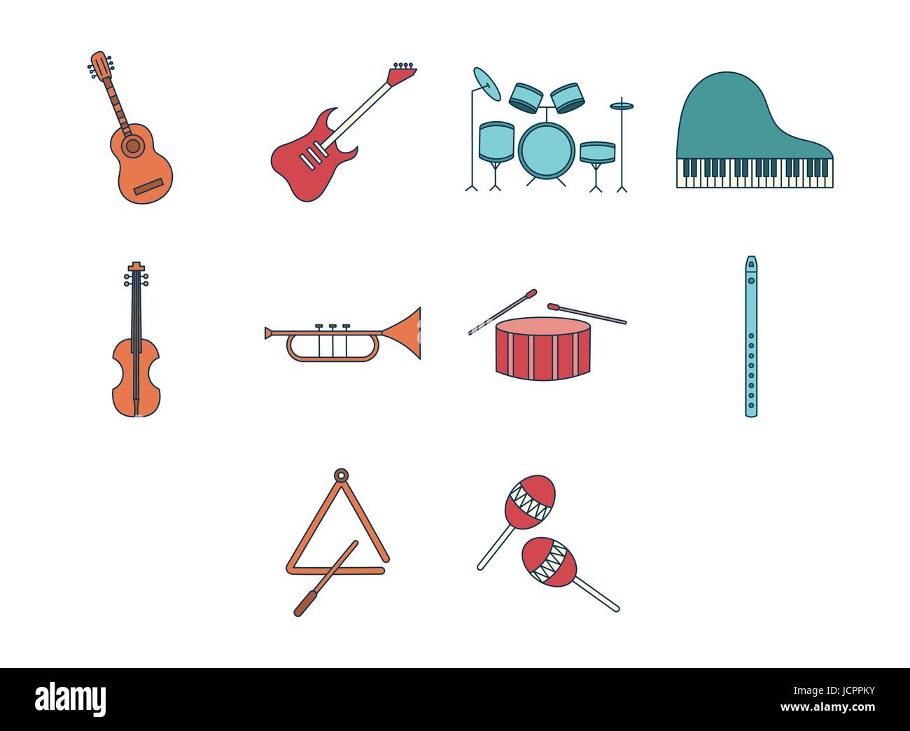 Vector set d'instruments de musique Illustration de Vecteur