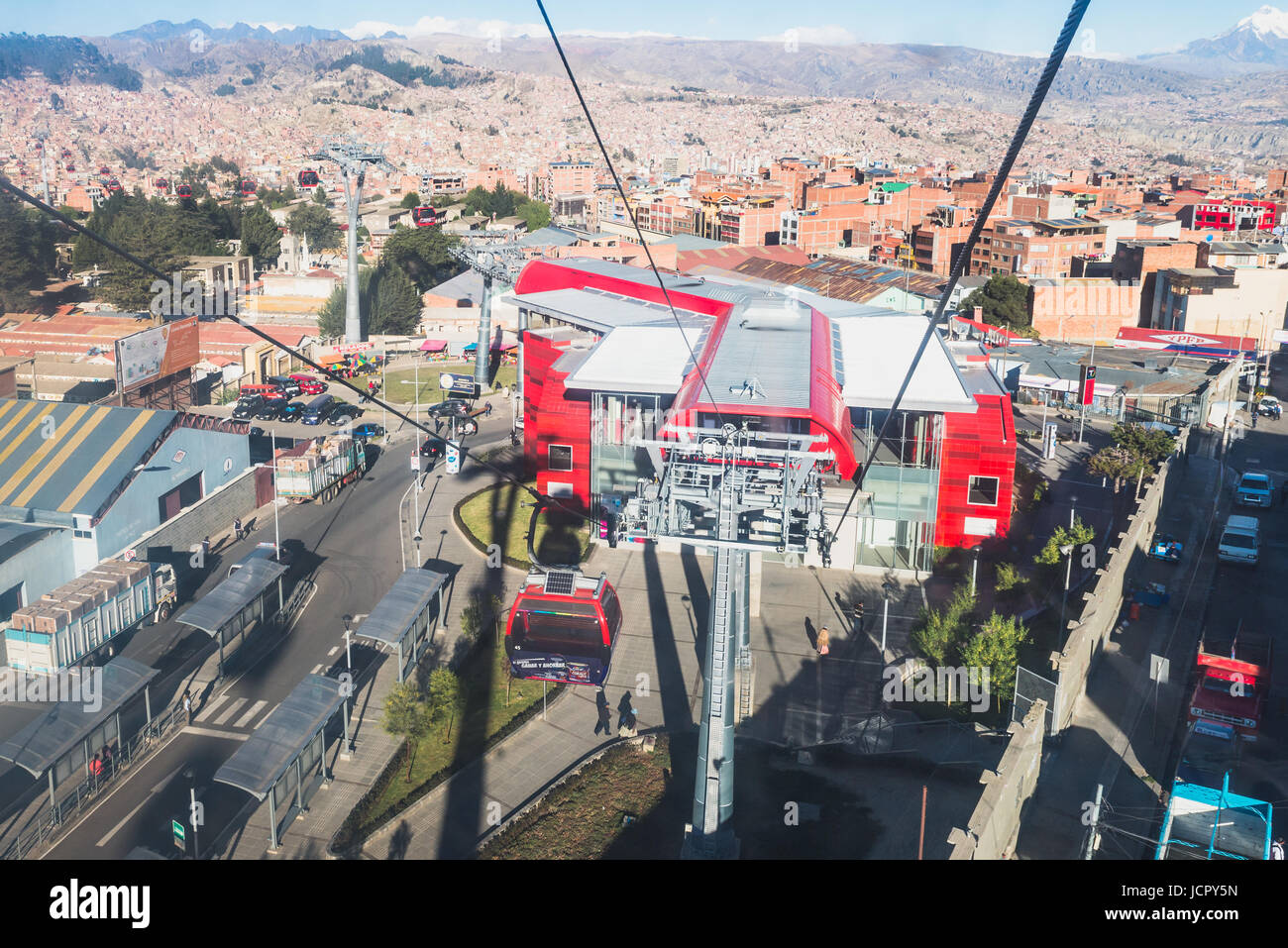 Mi Teleferico, ligne d'El Alto, La Paz, Bolivie Banque D'Images