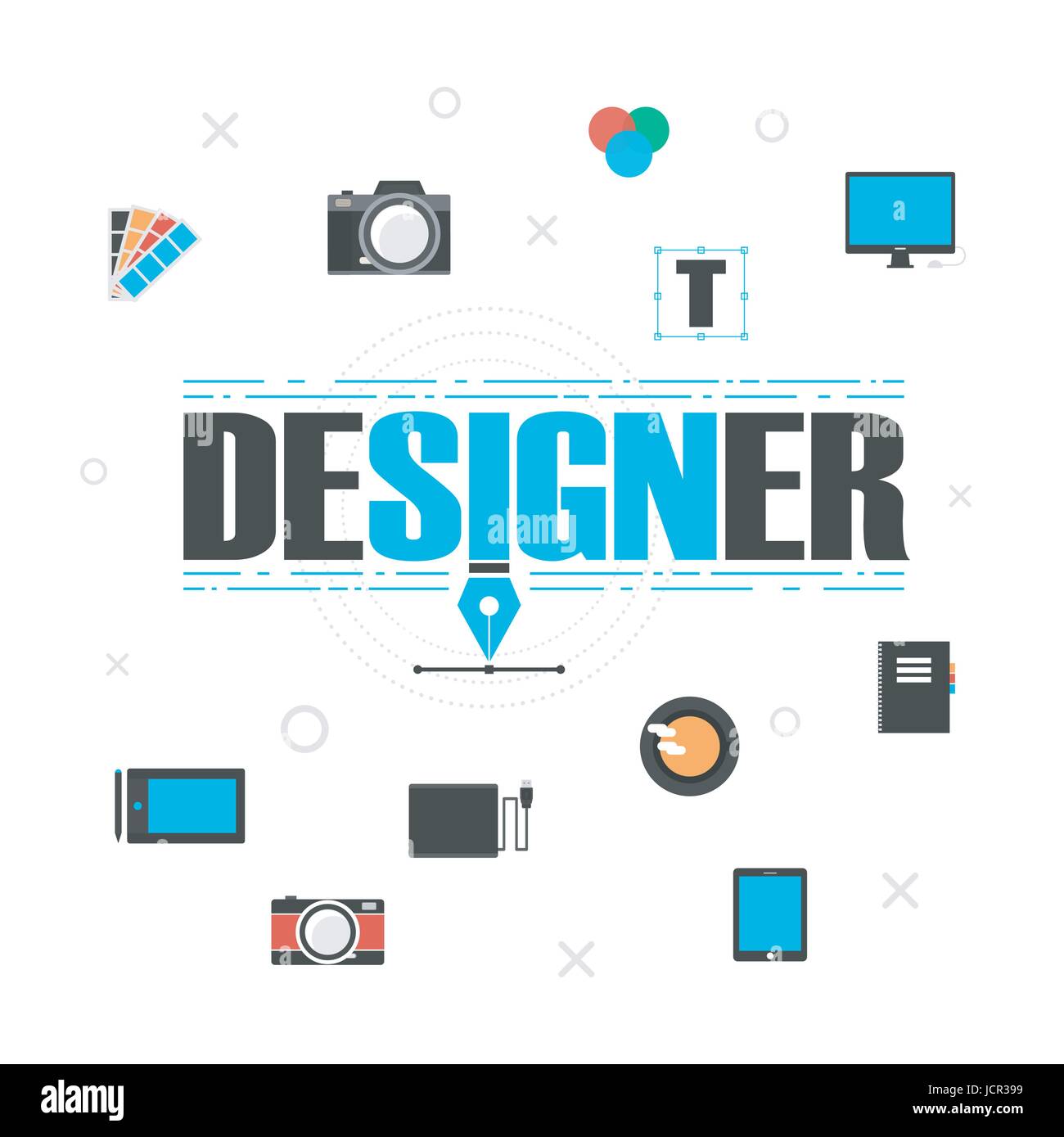 Designer graphique gadget, isolé sur fond blanc Illustration de Vecteur