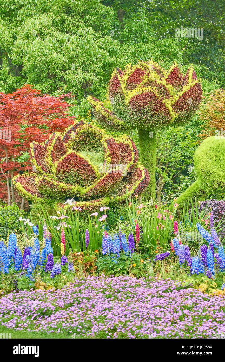 Fleurs de jardin parc chinois Hangzhou, Chine Banque D'Images