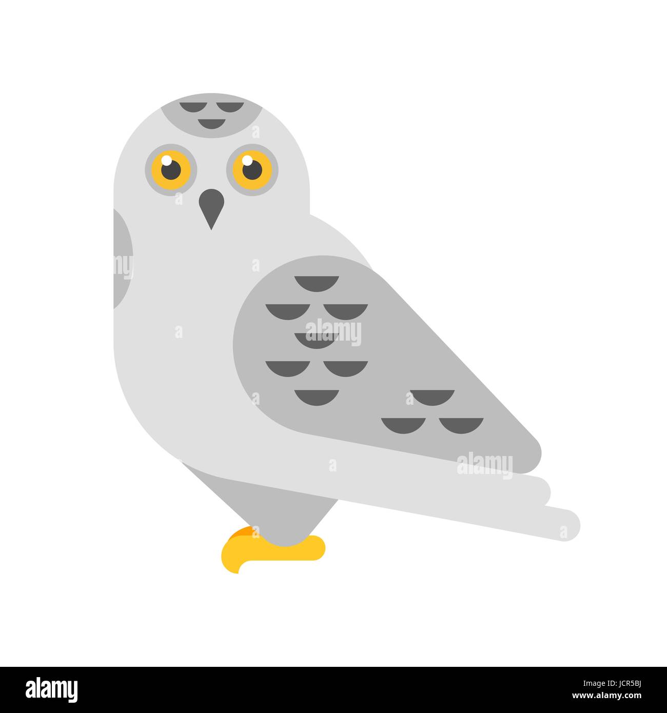 Vector illustration style plat de Snowy White Owl. Isolé sur fond blanc. Illustration de Vecteur