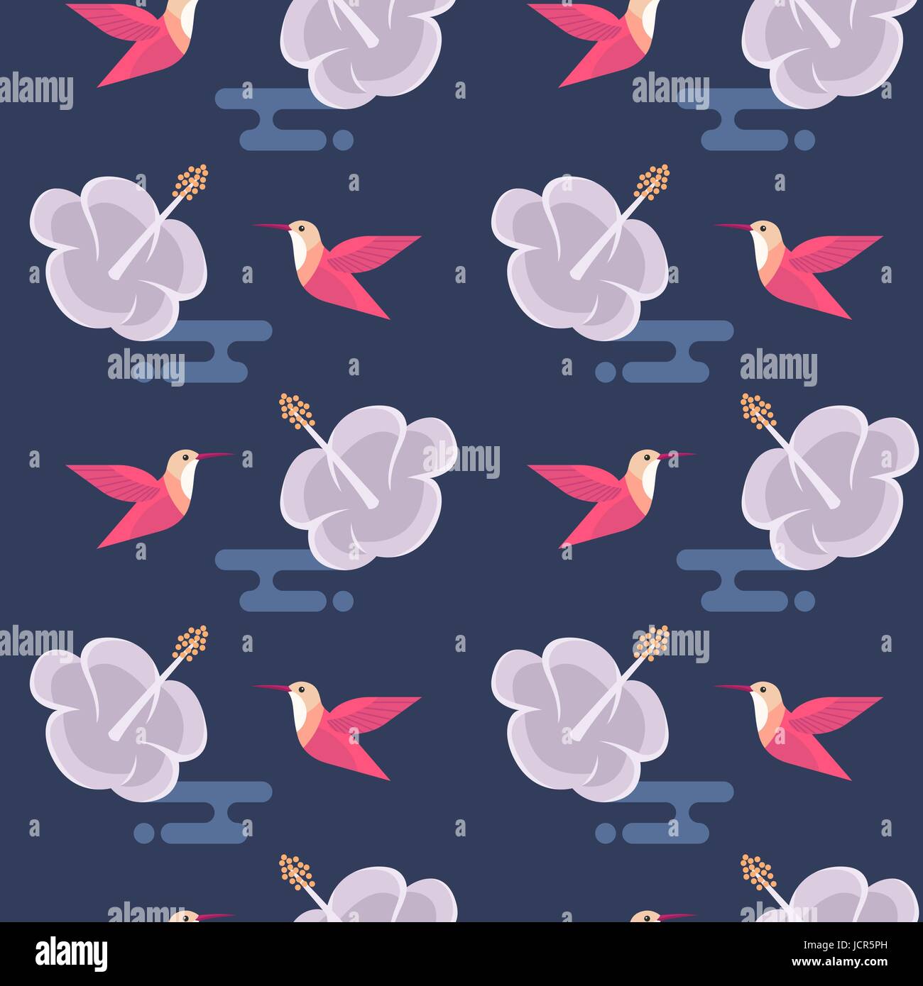 Transparente avec motif vecteur colibris et fleurs Illustration de Vecteur