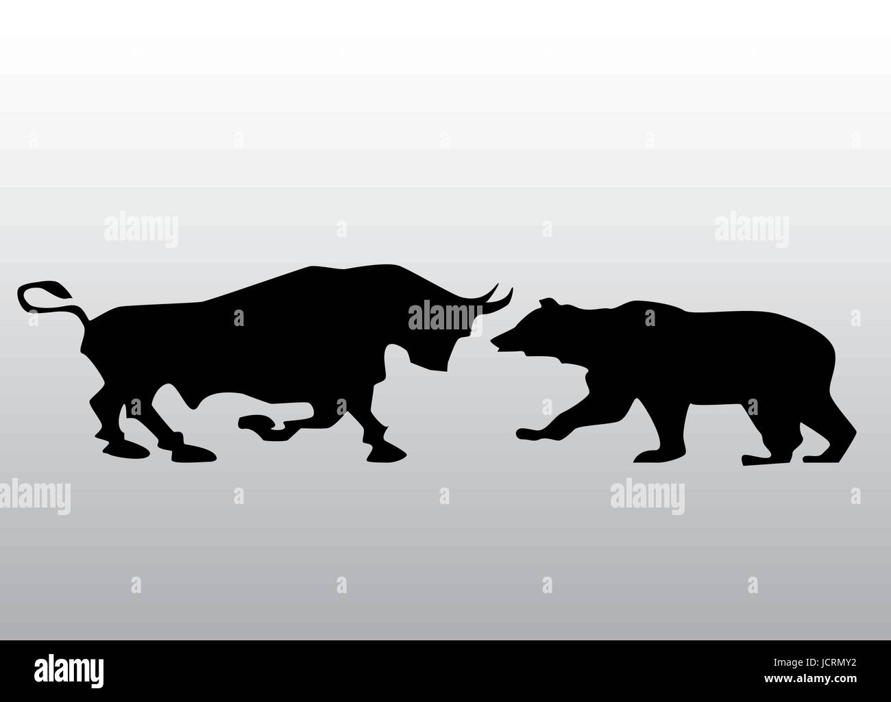 Vector silhouette noire Bull and Bear icônes financières représentant les tendances du marché Illustration de Vecteur