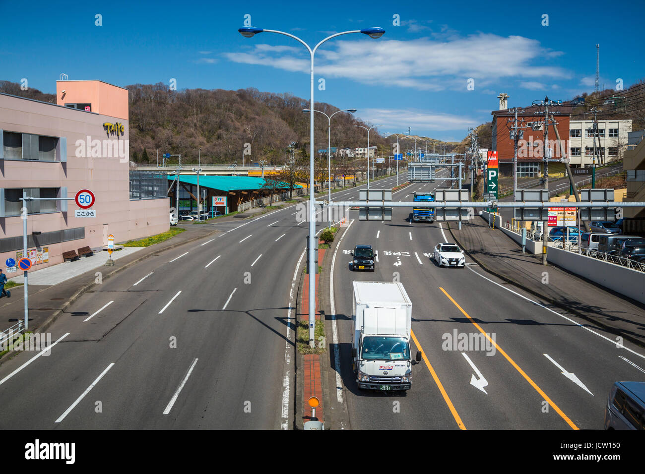 Une autoroute réseau routier dans Muroran, Hokkaido Prefecture, Japan. Banque D'Images