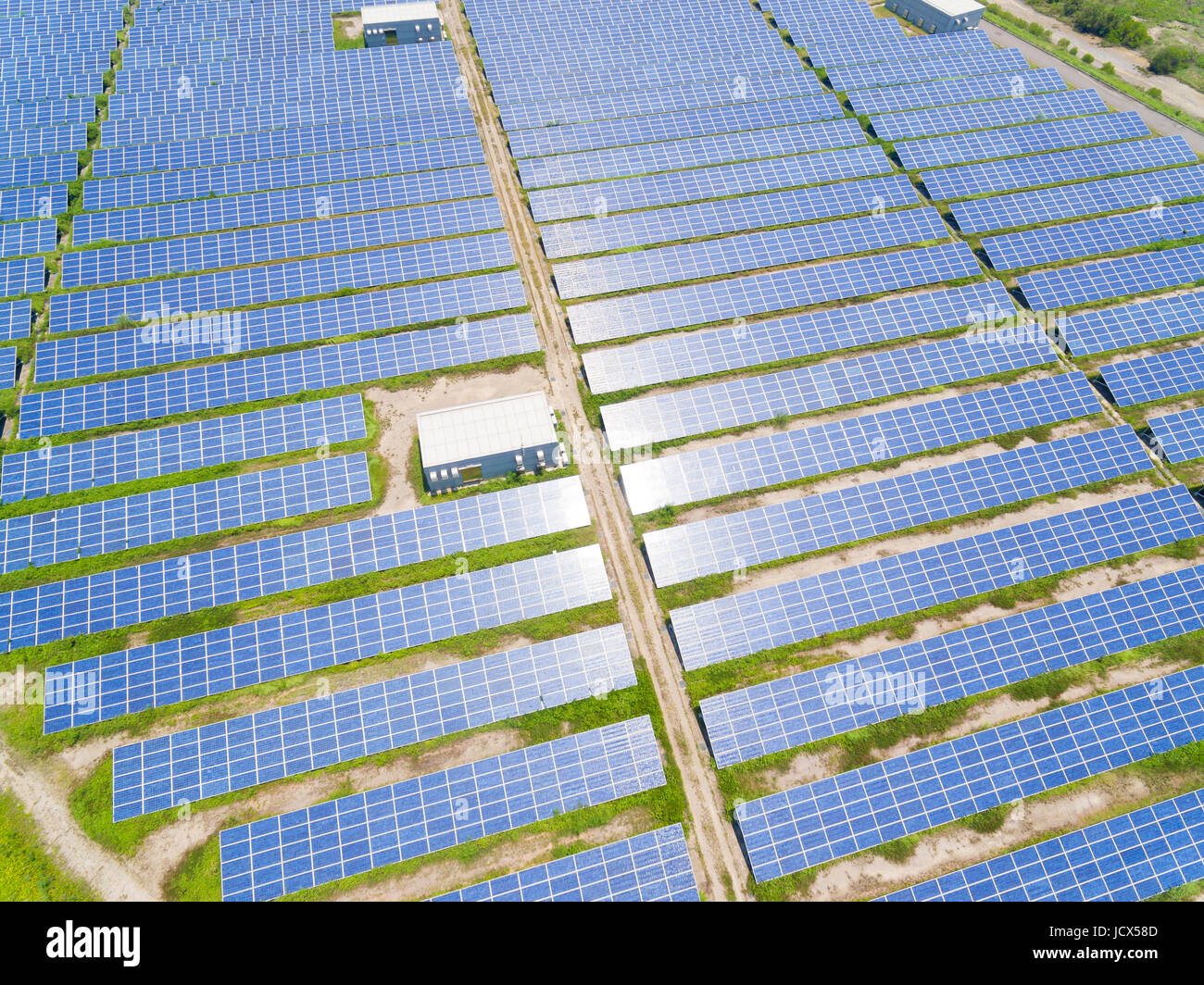 Vue aérienne de panneau solaire ferme, Taiwan. Banque D'Images
