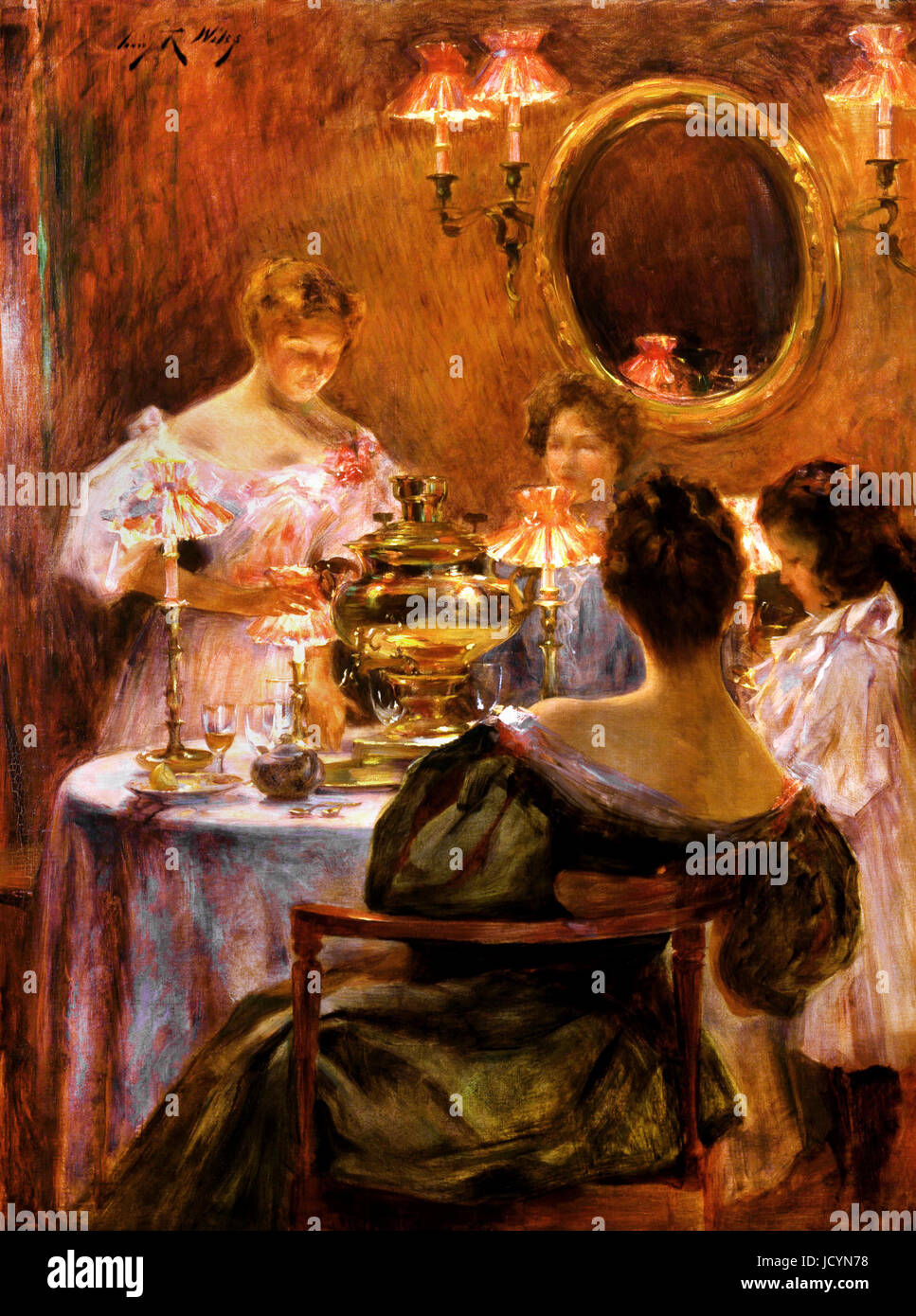 Irving R. Wiles, thé russe vers 1896. Huile sur toile. Smithsonian American Art Museum, Washington, D.C., USA. Banque D'Images