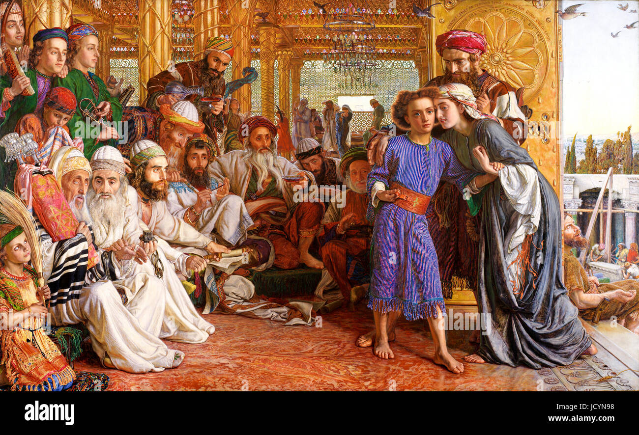 William Holman Hunt, la conclusion du Sauveur dans le Temple. 1854-1855 Huile sur panneau. Birmingham Museum and Art Gallery, en Angleterre. Banque D'Images