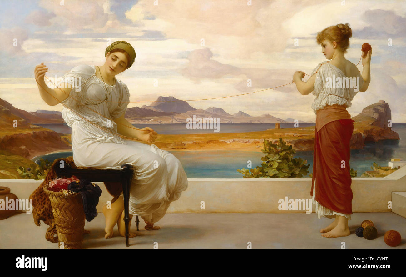 Frederic Leighton, enrouler la pelote. Circa 1878. Huile sur toile. Art Gallery of New South Wales, Sydney, Australie. Banque D'Images