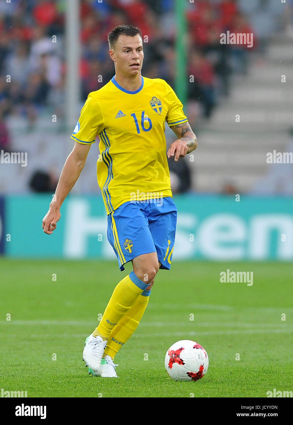 Melker Hallberg lors de la correspondance entre la Suède et l'Angleterre à Kolporter Arena le 16 juin 2017 à Kielce, Pologne. (Photo de MO Media) Banque D'Images