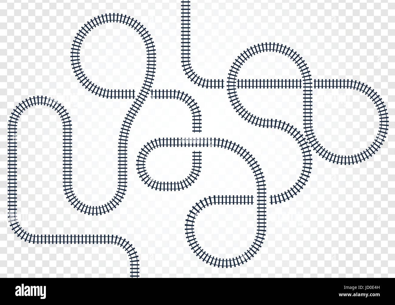 Ligne de chemin de fer, labyrinthe et nœuds. Plan du tramway de tours avec les trains et les ponts illustration vectorielle. Illustration de Vecteur