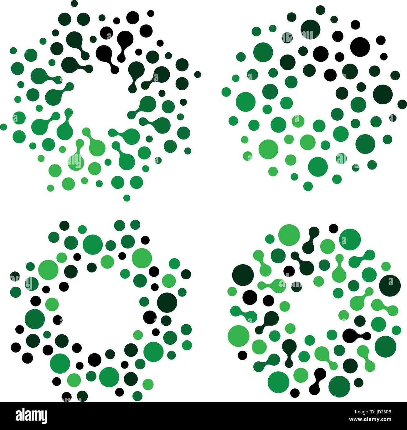 Résumé isolé forme ronde de couleur verte sur fond blanc Logo simple logo pointillé, télévision collection vector illustration. Illustration de Vecteur