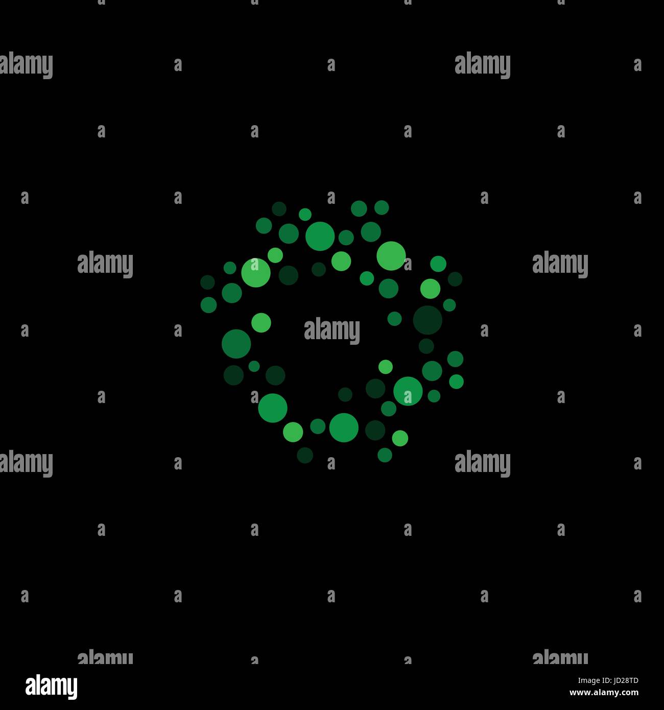 Résumé isolé forme ronde de couleur verte sur fond noir logo simple logo, télévision parsemée d'illustration vectorielle. Illustration de Vecteur