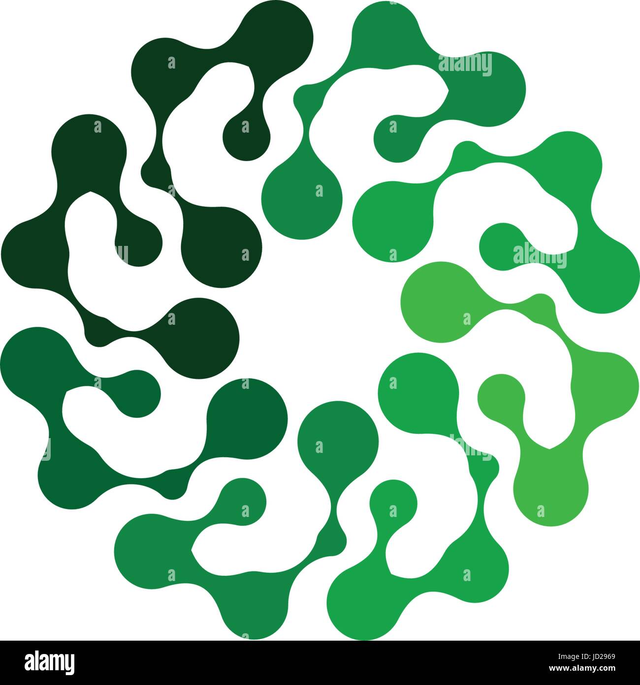 Résumé isolé forme ronde de couleur verte sur fond blanc, le logo de télévision simple fleur stylisée logo vector illustration. Illustration de Vecteur
