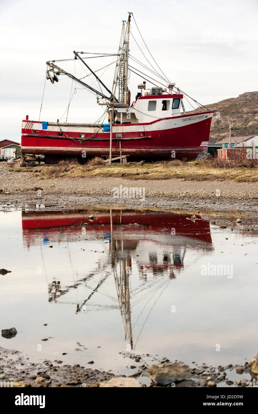 Bateau de pêche- Trout River, le parc national du Gros-Morne, à Terre-Neuve, Canada Banque D'Images