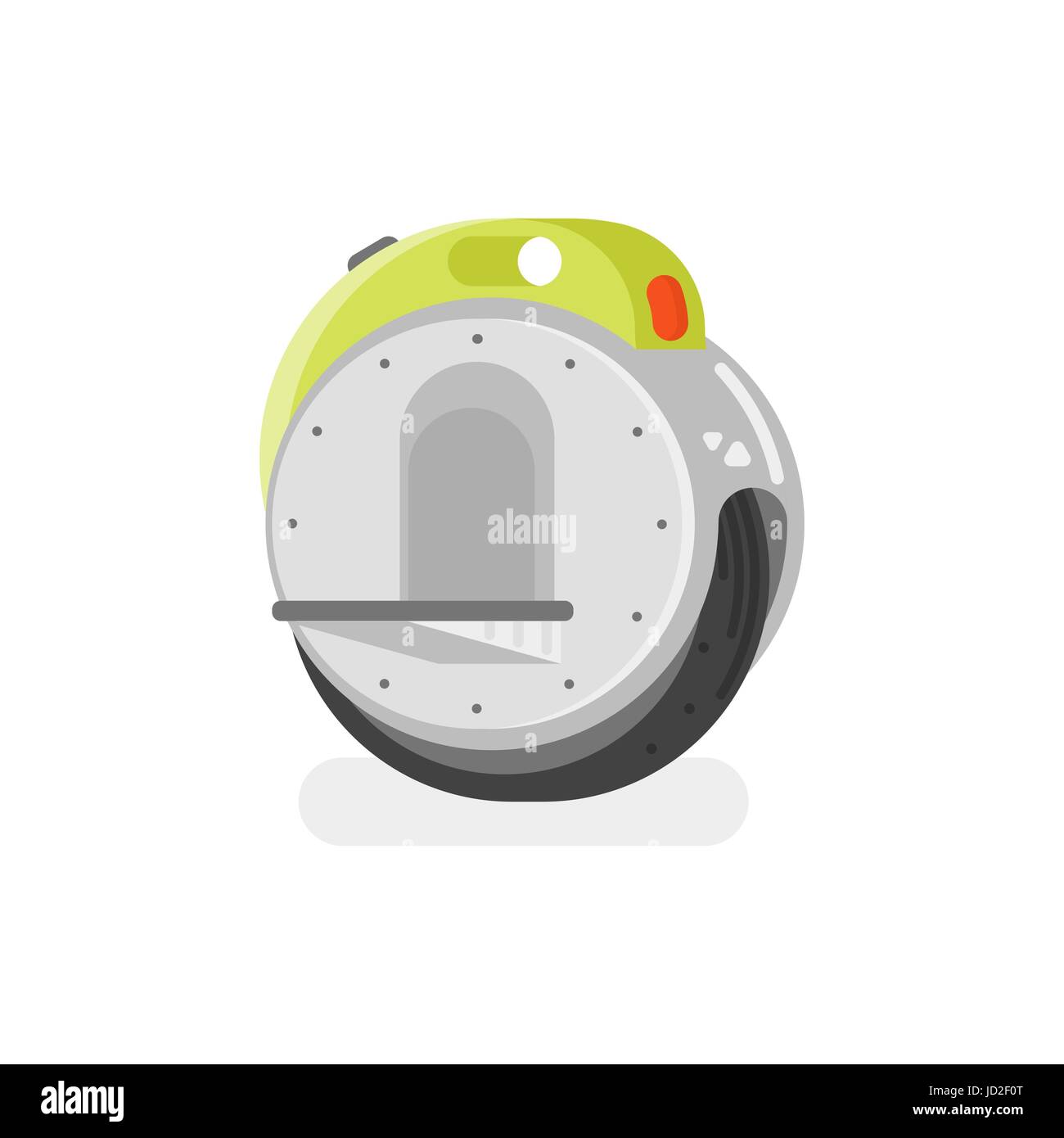 Vector illustration style plat de monocycle électrique alimenté par batterie scooter sur fond blanc. Transport écologique moderne. Illustration de Vecteur