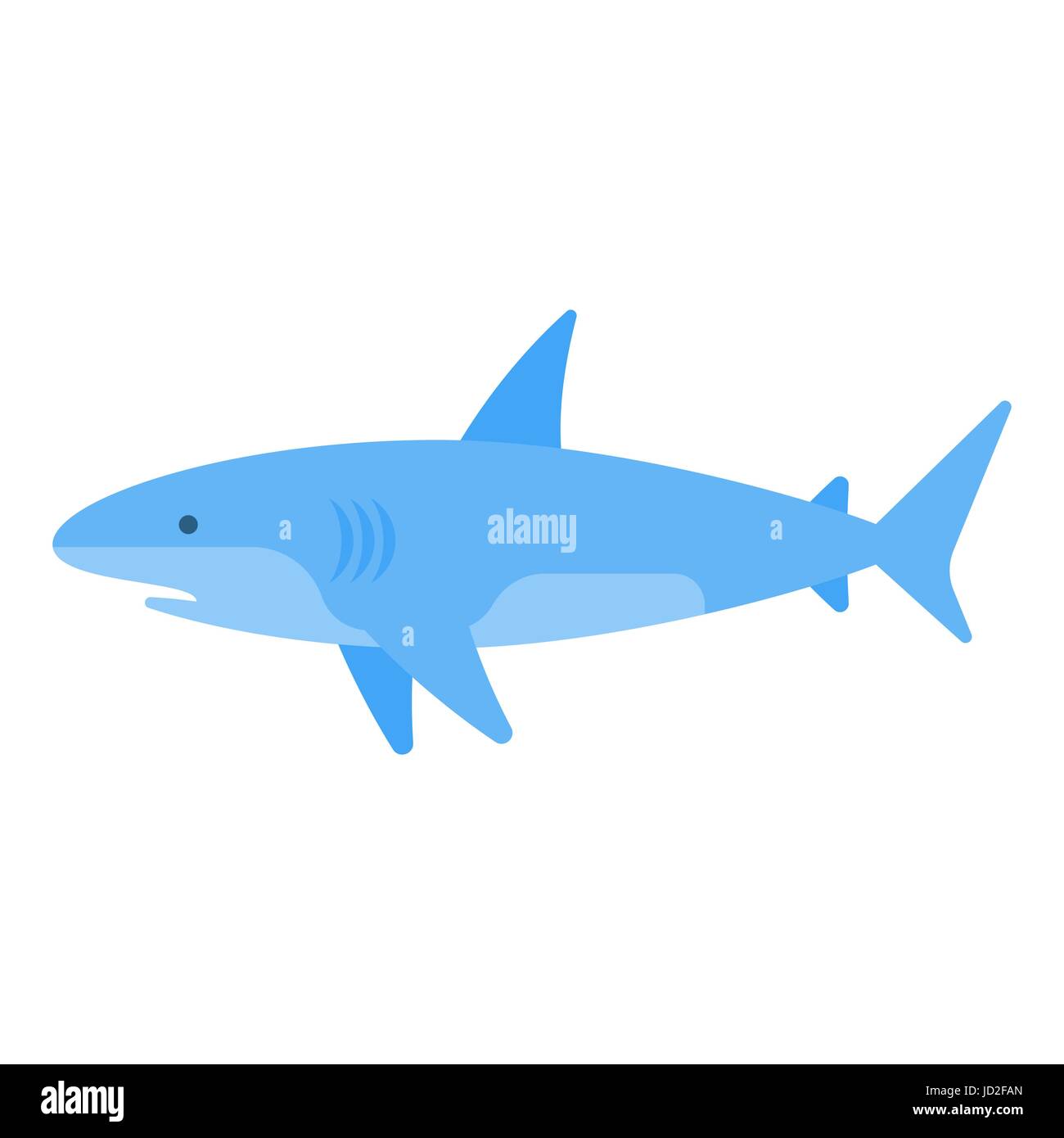 Vector illustration style plat du grand requin blanc. Pour l'icône web. Illustration de Vecteur