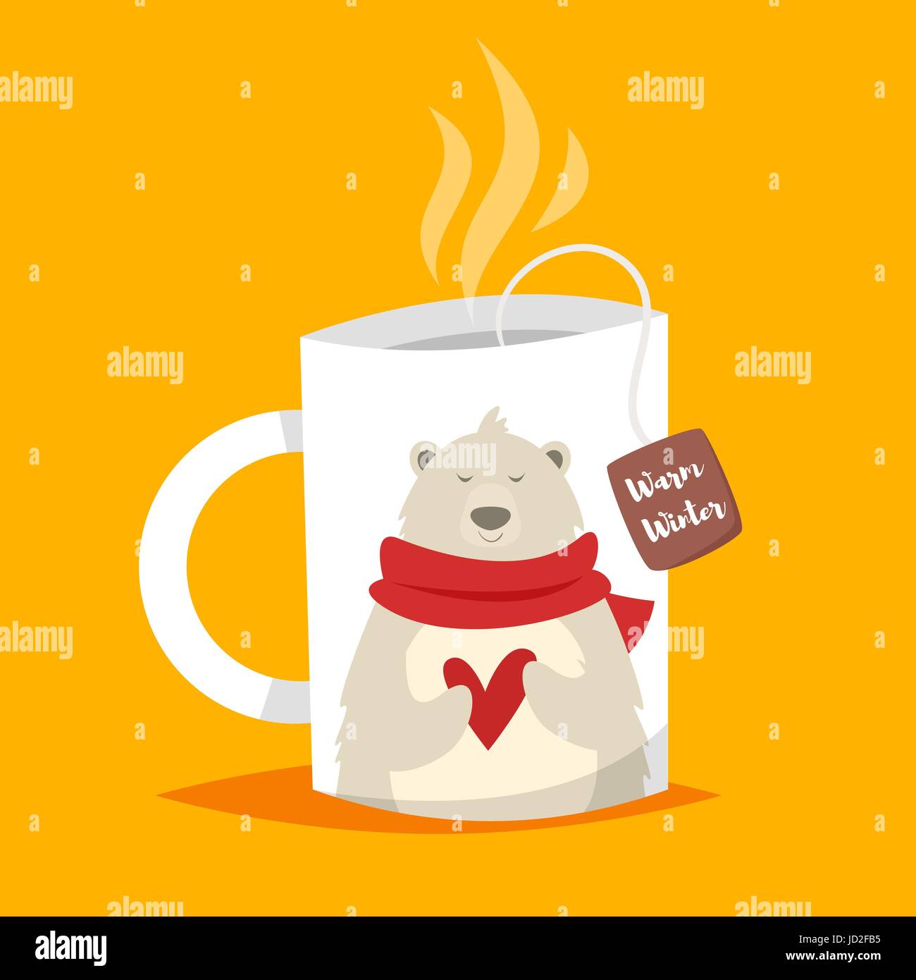 Vector cartoon style illustration de tasse avec noël ours polaire. Pour l'icône web. Isolé sur fond blanc. Modèle de carte de vœux. Illustration de Vecteur