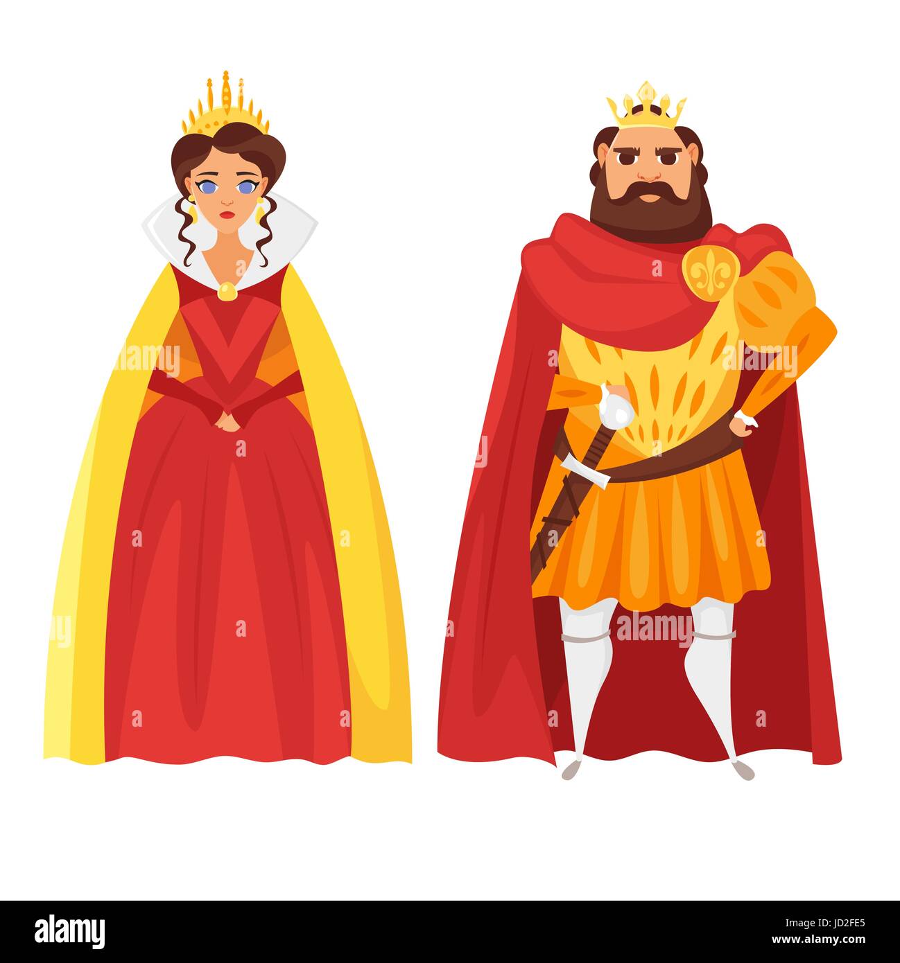 Vector cartoon style illustration de roi et reine. Pour l'icône web