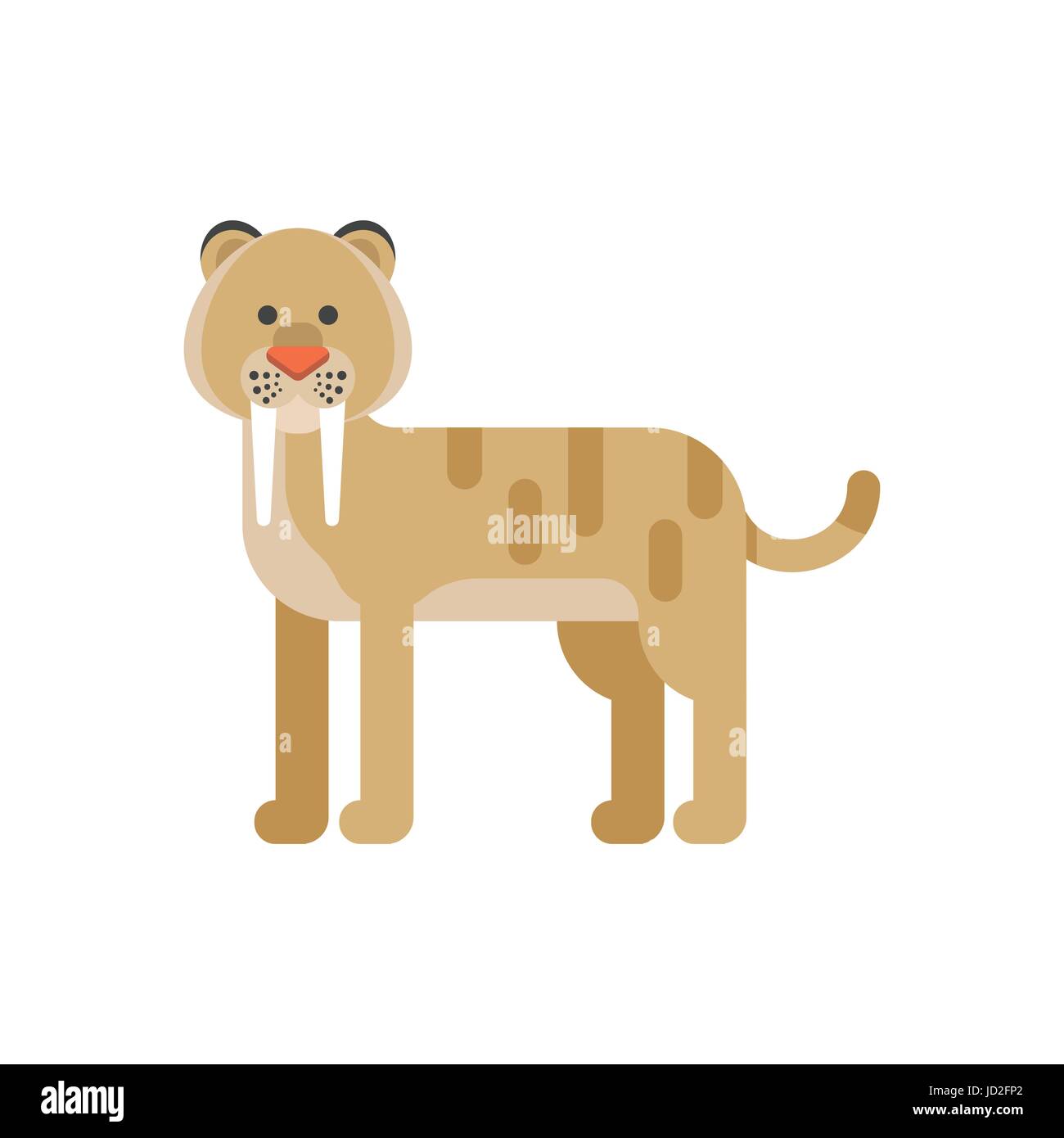 Télévision vecteur illustration de style animal préhistorique - tigre à dents de sabre. Isolé sur fond blanc. Illustration de Vecteur