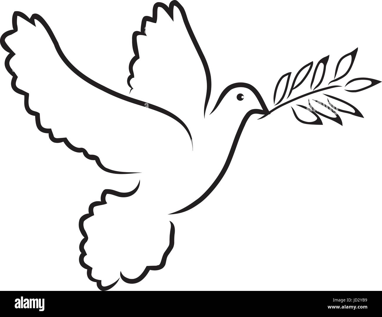 Vector illustration de colombe d'ossature avec branche d'olivier. Symbole de la paix. Illustration de Vecteur
