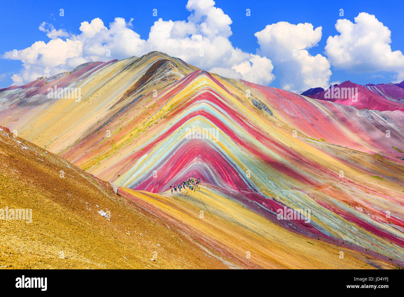Vinicunca, région de Cuzco, Pérou. Montana de Siete Colores, arc-en-ciel ou montagne. Banque D'Images