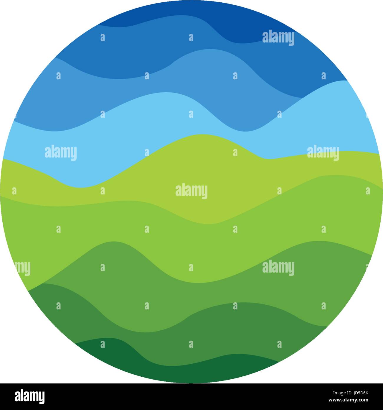 Résumé isolé vert et bleu forme ronde couleur logo sur fond blanc, paysage naturel vector illustration Illustration de Vecteur