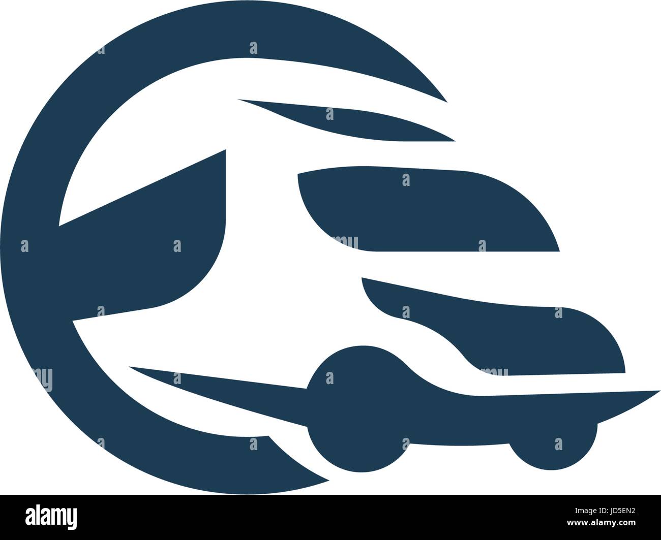Chariot résumé logo en forme du cercle logotype vectoriel. Couleur noir modèle logistique d'inscription. Symbole simple symbolisant le chariot. Illustration de Vecteur