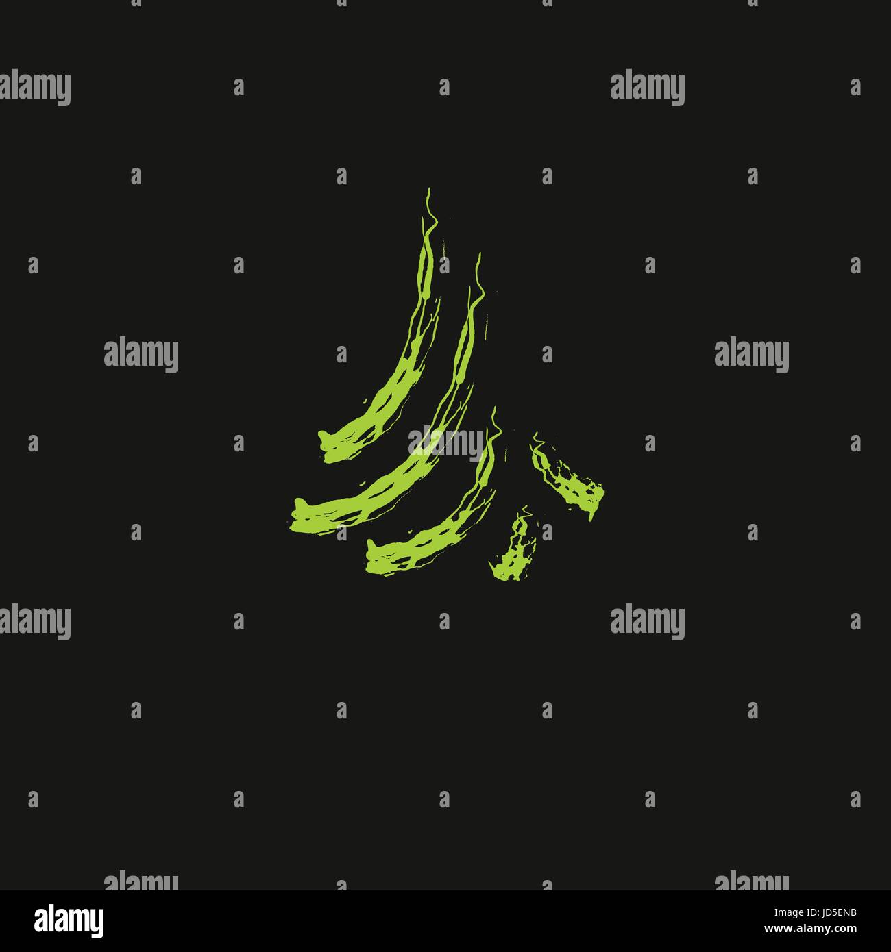 Les aiguilles de conifères à feuilles persistantes de couleur vert arbre, cèdre, pin brunchs. Logo vectoriel abstrait élément. Feuilles naturelles sur fond noir Illustration de Vecteur