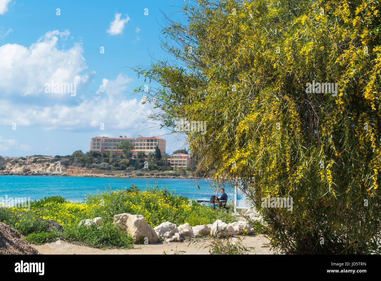 Coral Bay Beach près de Paphos, Paphos, Chypre Banque D'Images