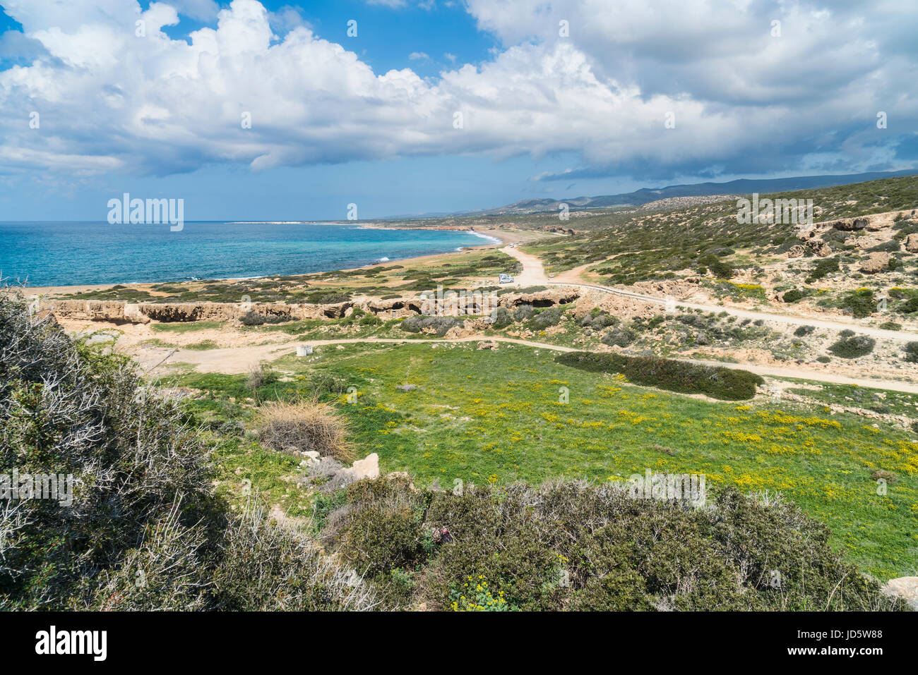 À l'ouest à partir d'Agios Georgios, Lara ; Akamas peninsula ; pointe, Paphos, Chypre Banque D'Images