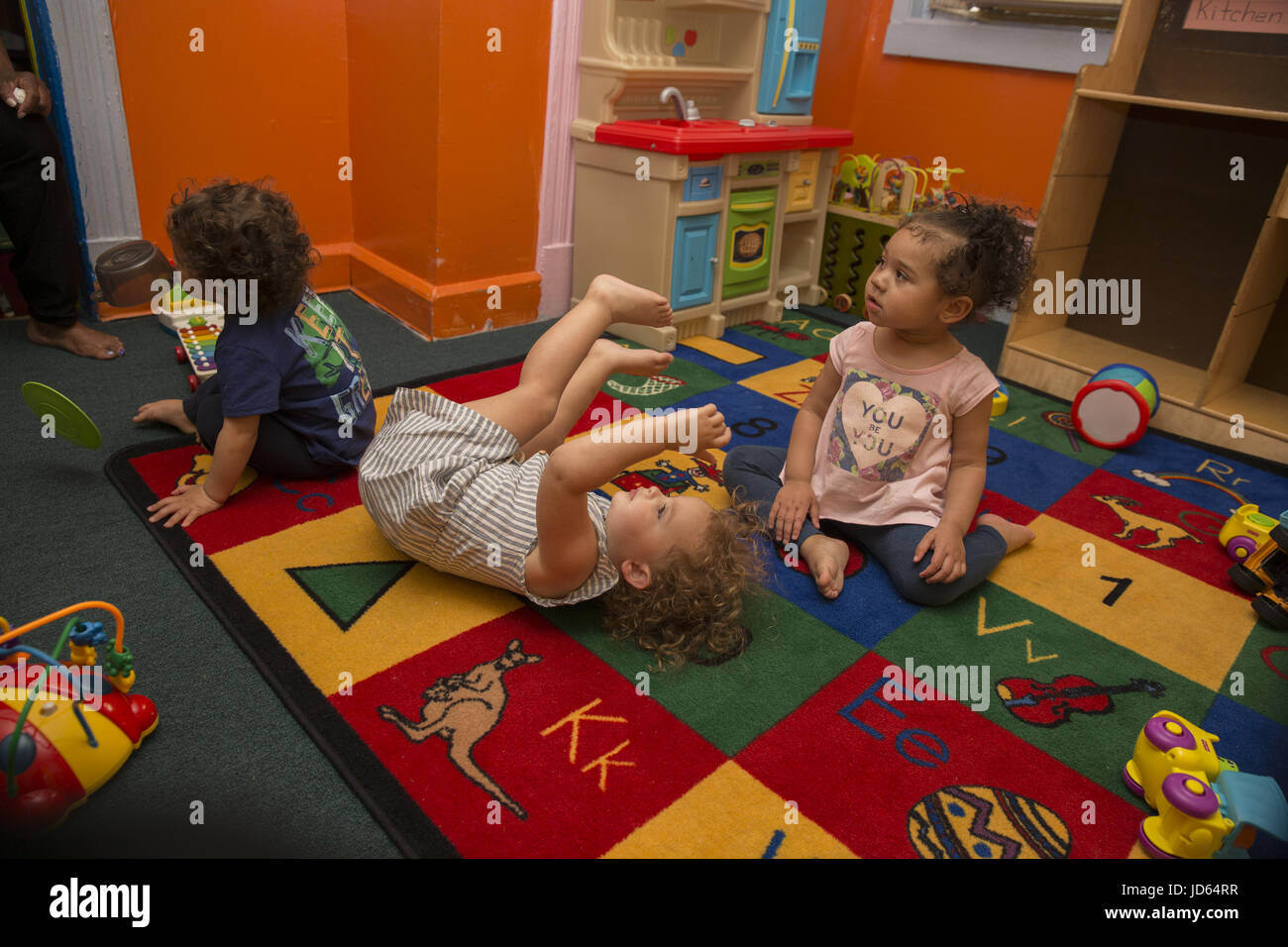 L'école maternelle/Early Learning Centre à l'aide d'un quartier ethnique de Kensington/Windsor Terrace à Brooklyn, New York. Banque D'Images